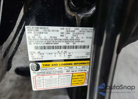 2021 Ford Expedition Xlt z USA, uszkodzony, nr VIN 1FMJU1JT4MEA13443